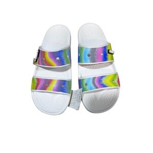 NWT Crocs‎ Classic Rainbow Slide Sandals White Comfort Size M10 W12